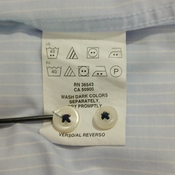 Tommy Hilfiger LS blue and white stripe button-up shirt 100% cotton 16 32/33 - Picture 11 of 14